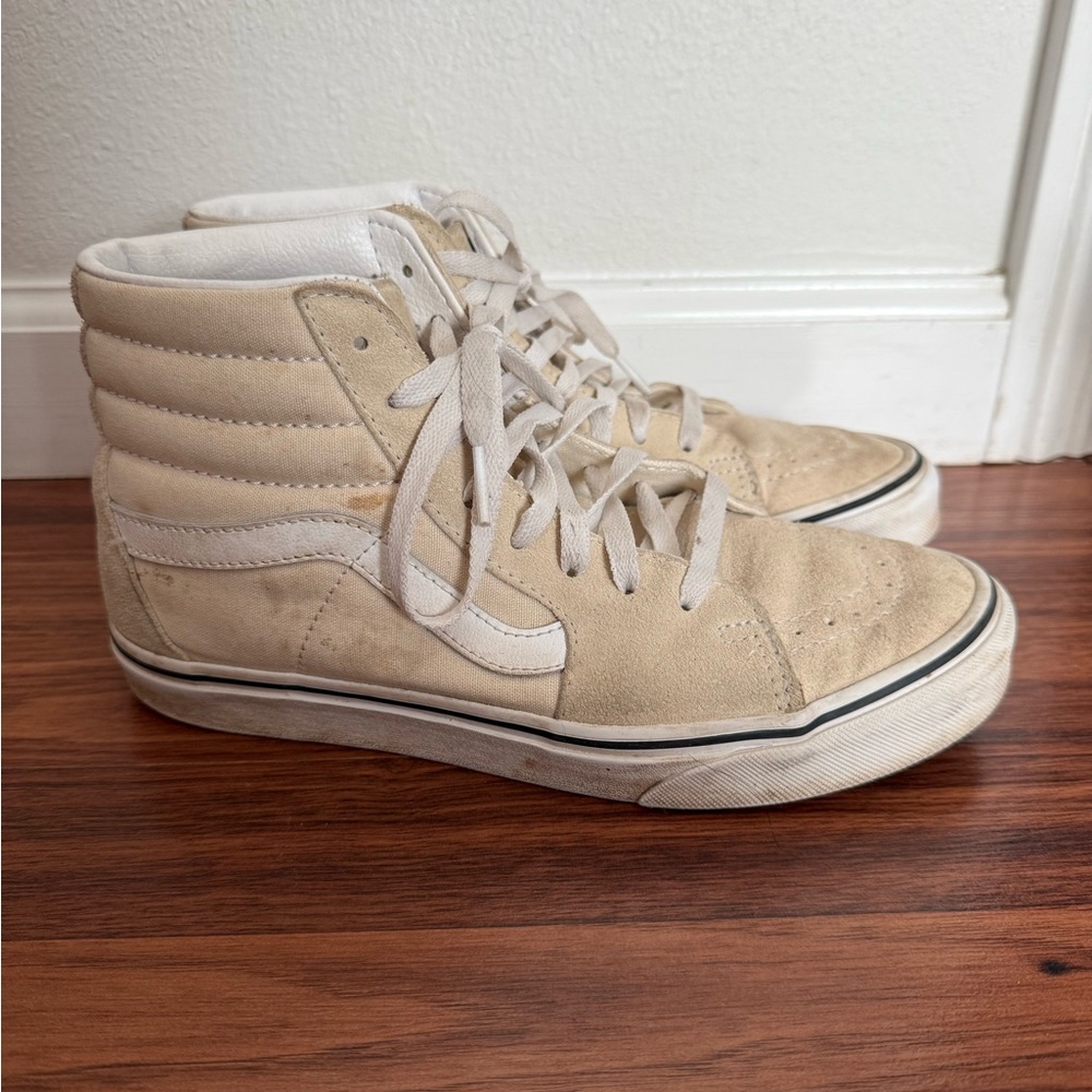 Vans High-Top Sneakers in Beige and White
